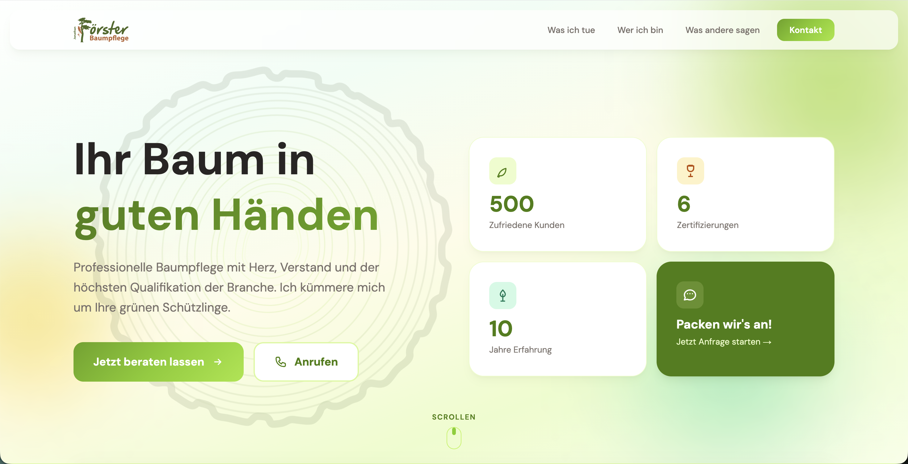 Screenshot der Website Förster Baumpflege